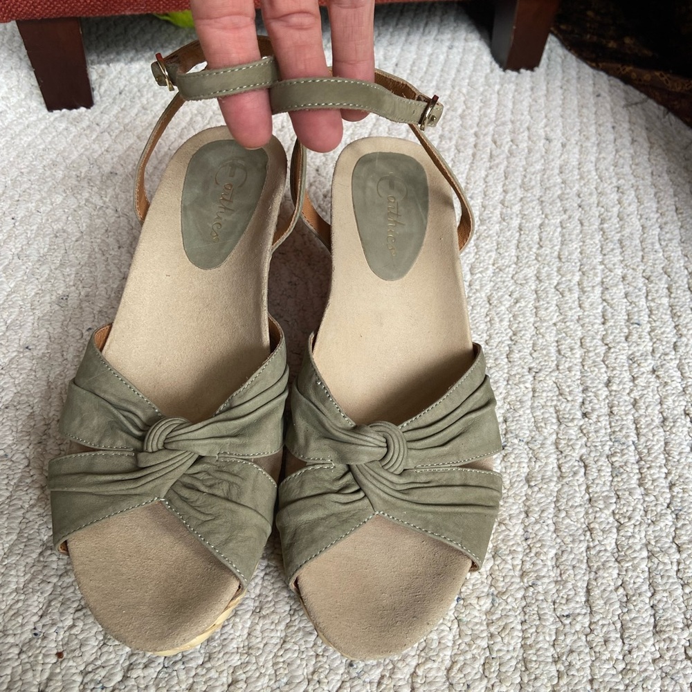 Earthies Fern Fabric & Leather Wedge Sandals